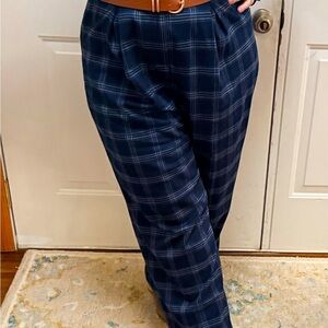 High waist, wide leg, Plaid dress slacks from Nordstrom‘s.